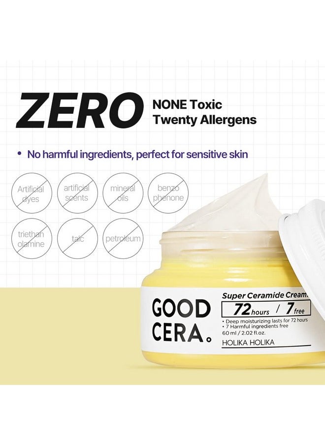 HOLIKA HOLIKA Good Cera Super Ceramide Cream | Soothing Facial Cream & Skin Moisturizer | Ceramide Cream Korean Moisturizer for Face | Deeply Nourishing Face Cream for Dry Skin 2.02 fl oz