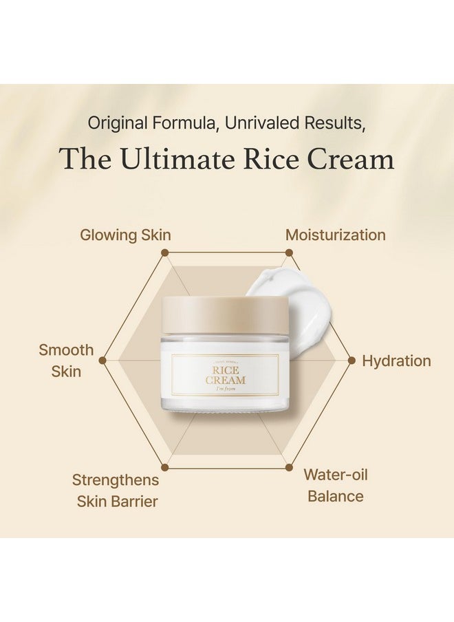 I'm from Rice Cream 1.69 Ounce, 41% Rice Bran Essence with Ceramide, Glowing Look, Improves Moisture Skin Barrier, Nourishes Deeply, Smoothening to Even Out Skin Tone, K Beauty
