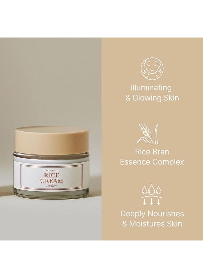 I'm from Rice Cream 1.69 Ounce, 41% Rice Bran Essence with Ceramide, Glowing Look, Improves Moisture Skin Barrier, Nourishes Deeply, Smoothening to Even Out Skin Tone, K Beauty