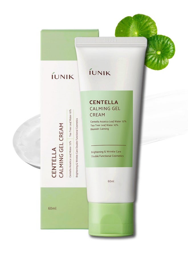 IUNIK Centella 70% Calming Gel Cream Vegan Non-Sticky Moisturizing Blemish Care w/Centella Asiatica Tea Tree 10% Soothes Acne Rosacea Oily & Sensitive Skin Korean Skincare