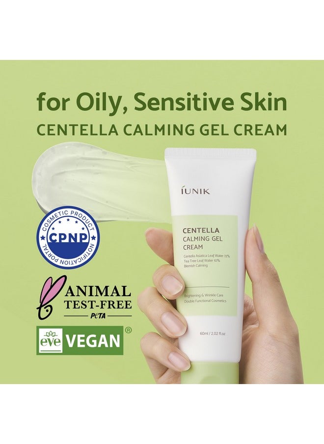 IUNIK Centella 70% Calming Gel Cream Vegan Non-Sticky Moisturizing Blemish Care w/Centella Asiatica Tea Tree 10% Soothes Acne Rosacea Oily & Sensitive Skin Korean Skincare