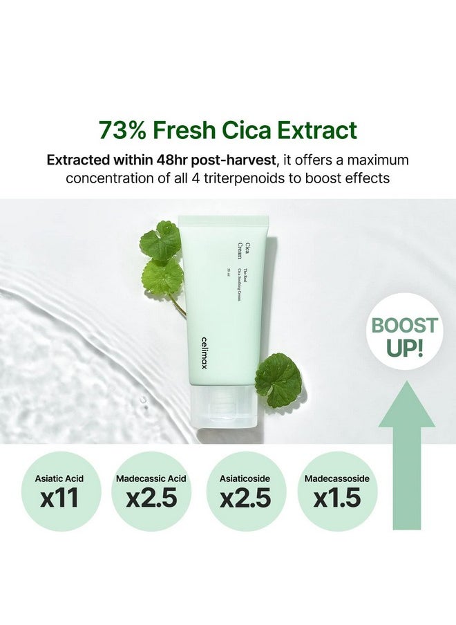 celimax The Real Cica Soothing Cream | with Fresh Cica Extract, Oil Free, Hydrating, Moisturizing, Calming, Lightweight Gel Cream, 50ml