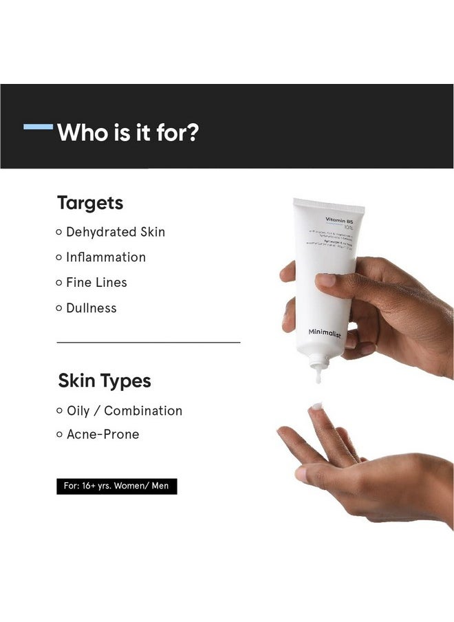 Minimalist 10% Vitamin B5 Face Moisturizer for Oily & Acne Prone Skin | Oil Free Fast Absorbing Lightweight Gel | For Women & Men | 1.7 Oz / 50 gm
