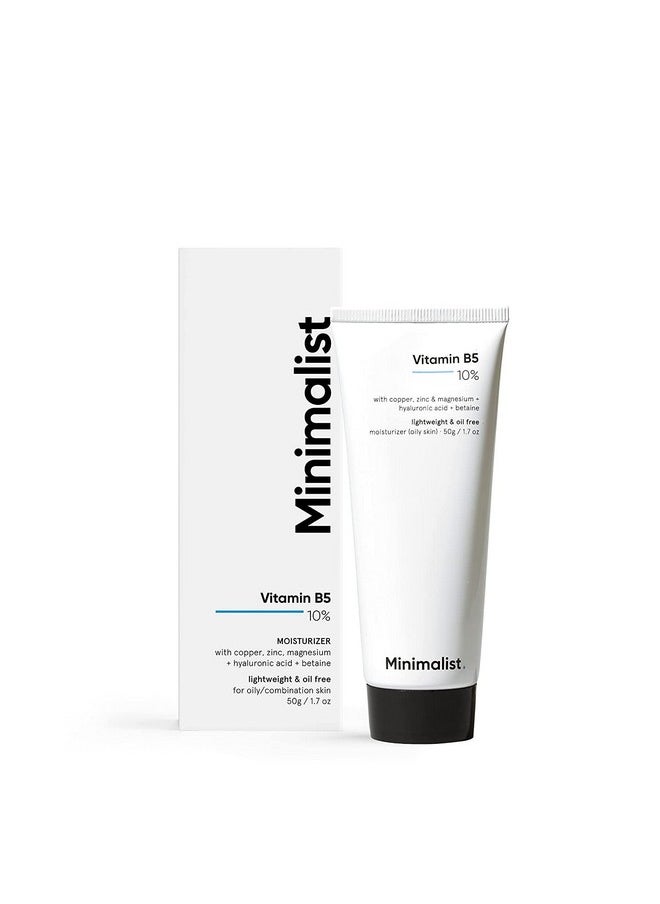 Minimalist 10% Vitamin B5 Face Moisturizer for Oily & Acne Prone Skin | Oil Free Fast Absorbing Lightweight Gel | For Women & Men | 1.7 Oz / 50 gm