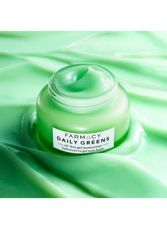 Farmacy Face Moisturizer - Daily Greens Oil Free Facial Moisturizer with Polyglutamic + Hyaluronic Acid - Gel Moisturizer that Reduces Shine, Clears Pores + Balances Oil - Fragrance-Free (50ml)