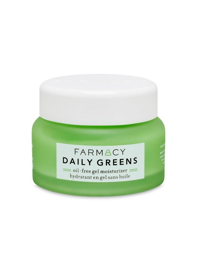 Farmacy Face Moisturizer - Daily Greens Oil Free Facial Moisturizer with Polyglutamic + Hyaluronic Acid - Gel Moisturizer that Reduces Shine, Clears Pores + Balances Oil - Fragrance-Free (50ml)