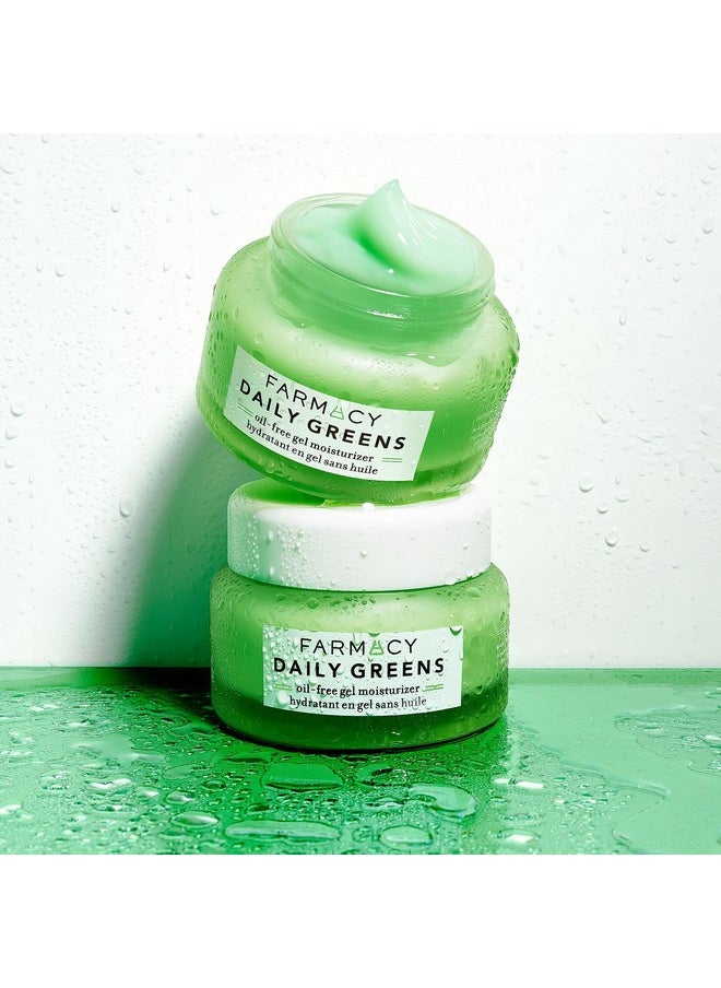 Farmacy Face Moisturizer - Daily Greens Oil Free Facial Moisturizer with Polyglutamic + Hyaluronic Acid - Gel Moisturizer that Reduces Shine, Clears Pores + Balances Oil - Fragrance-Free (50ml)