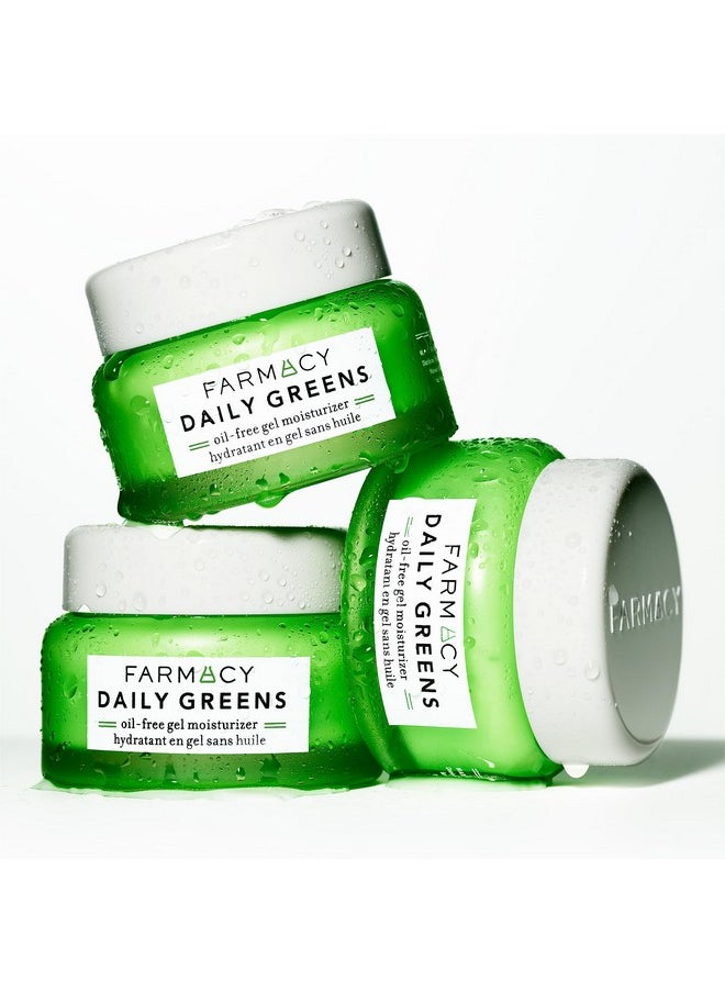 Farmacy Face Moisturizer - Daily Greens Oil Free Facial Moisturizer with Polyglutamic + Hyaluronic Acid - Gel Moisturizer that Reduces Shine, Clears Pores + Balances Oil - Fragrance-Free (50ml)