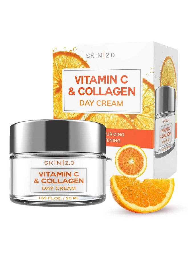 Skin 2.0 Vitamin C & Collagen Face Moisturizer - Dermatologist Tested, Anti-Aging, Skin Tightening - Brightening, Clean Beauty, Cruelty-Free, Korean Skincare for All Skin Types - 1.69 Fl oz
