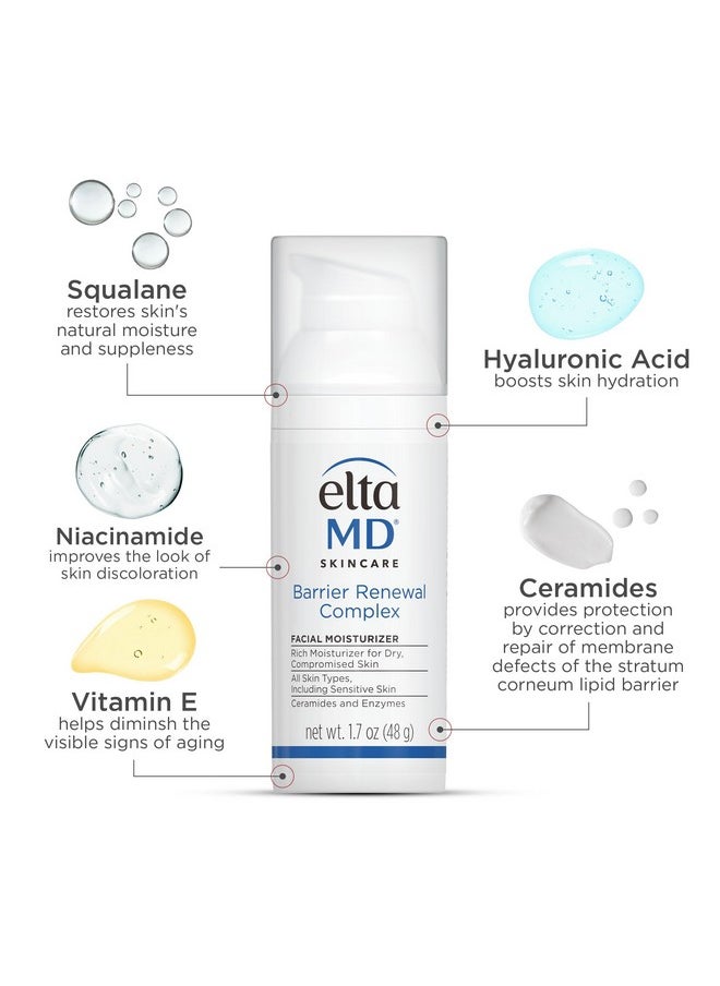 EltaMD Barrier Renewal Complex Face Moisturizer for Dry Skin, Sensitive Skin Moisturizer for Face, 1.7 oz Pump