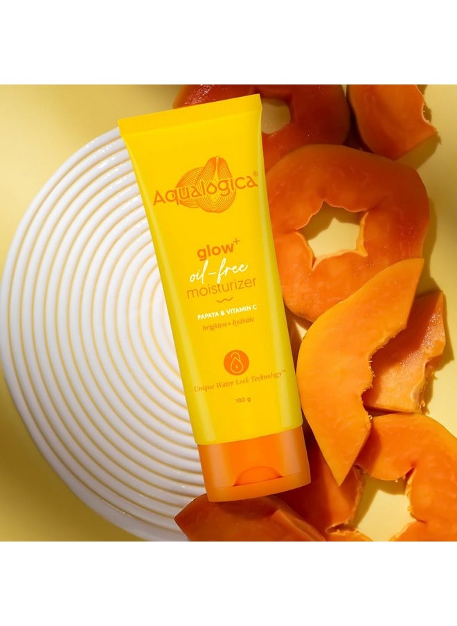 Aqualogica Glow+ Oil-Free Moisturizer with Papaya & Vitamin C| Moisturizes to Enhance Glow & Texture | Controls Excess Oil | 100g