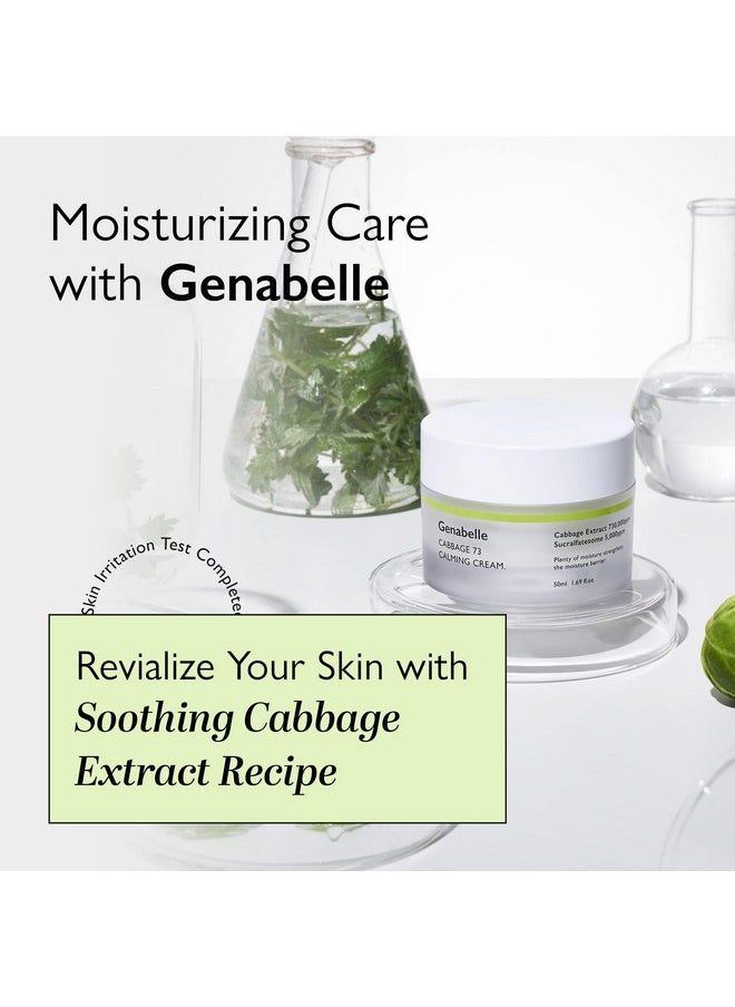 Genabelle Cabbage 73 Calming Cream - Lightweight Watery-Type Moisturizer with CICA, Sucralfate, Hyaluronic Acid, Helps Instantly Calm, & Hydrate the Skin 1.69 fl. oz.