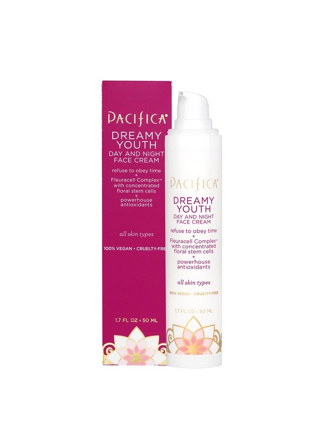 Pacifica Beauty Dreamy Youth Day and Night Face Cream, Skincare, Daily Moisturizer, Grapeseed Oil, Peptides, Hydrating, Face Lotion, Face Care, For Dry and All Skin Types, Vegan, 1.7 fl oz (1 Count)