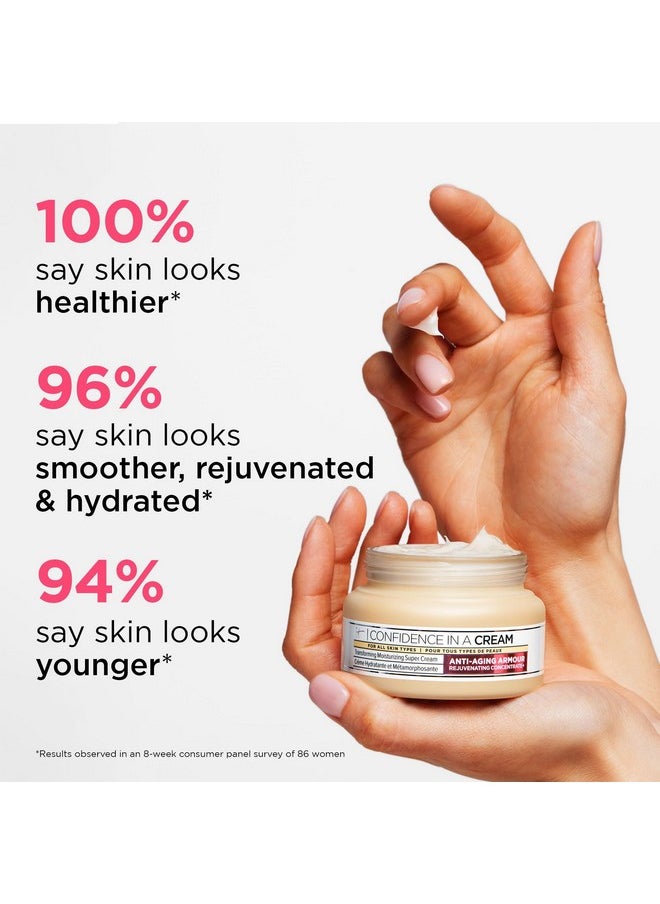 IT Cosmetics Confidence in a Cream Anti Aging Face Moisturizer - Visibly Reduces Fine Lines, Wrinkles & Signs of Aging Skin in 2 Weeks, 48HR Hydration with Hyaluronic Acid, Niacinamide - 2 fl oz