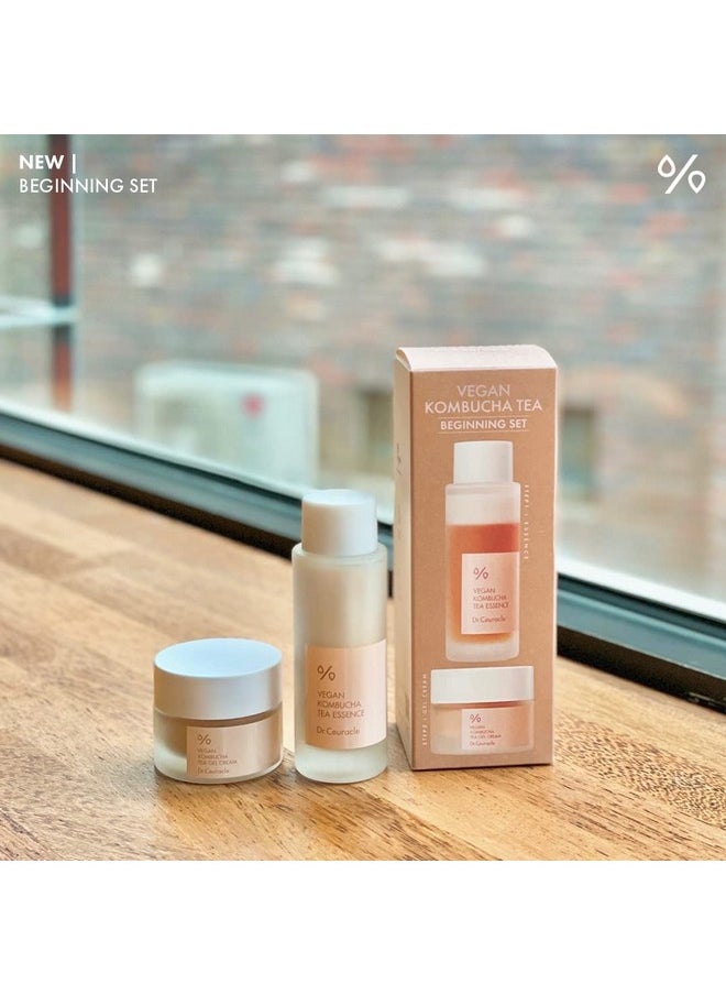 Dr.Ceuracle by leegeehaam Vegan Kombucha Tea Beginning Set - Korean Skincare Starter Kit, Essence (50 ml / 1.69 fl oz) and Gel Cream (30g / 1.05 oz)