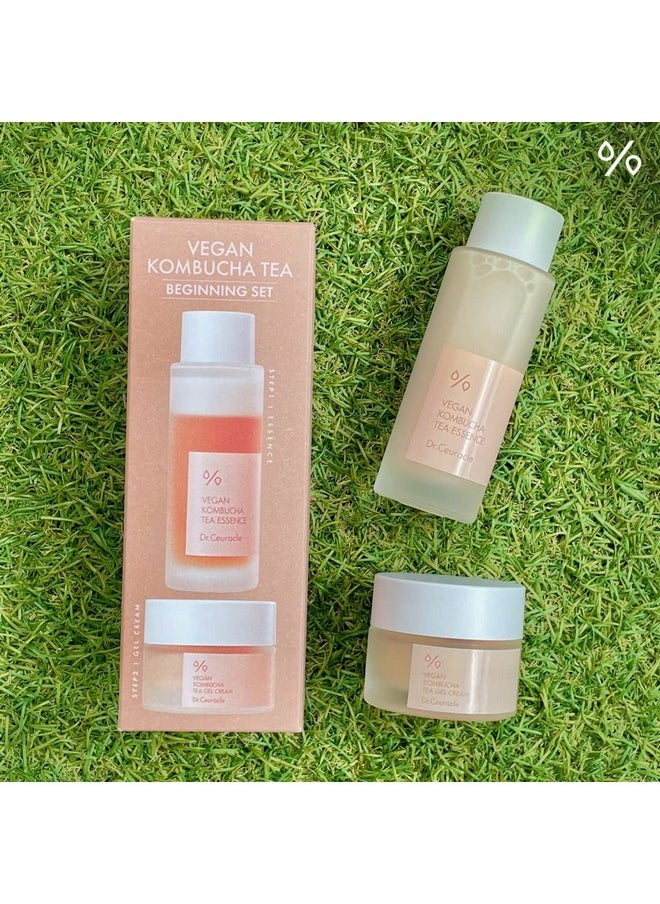 Dr.Ceuracle by leegeehaam Vegan Kombucha Tea Beginning Set - Korean Skincare Starter Kit, Essence (50 ml / 1.69 fl oz) and Gel Cream (30g / 1.05 oz)