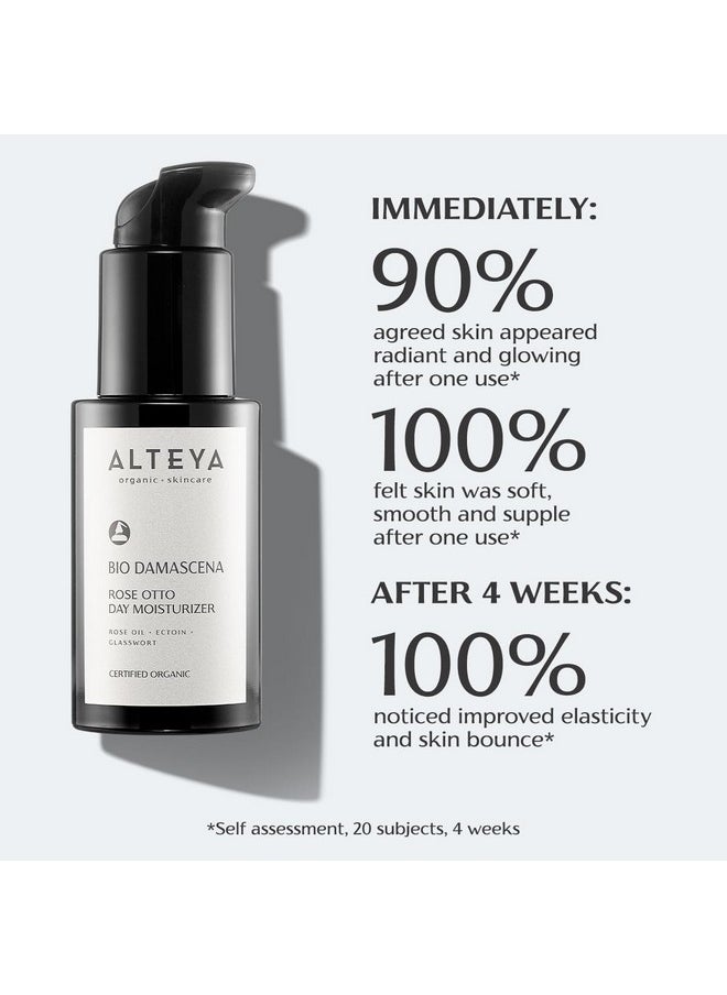Alteya Organics Day Moisturizer Certified Organic Skin Care 1.7 Fl Oz/50 mL Bio Damascena Award-Winning Face Cream With Organic Bulgarian Rose Oil