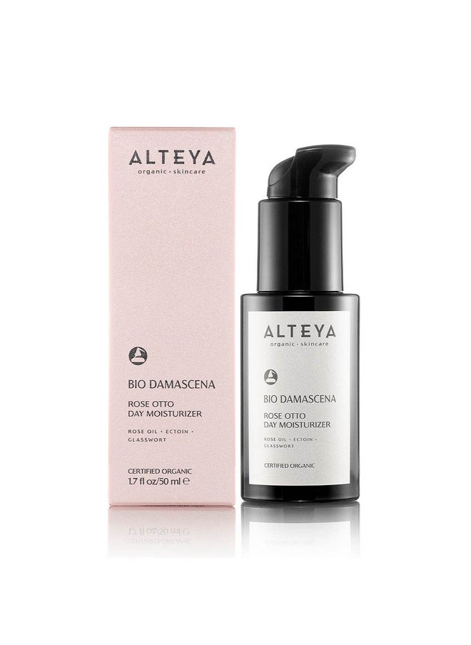 Alteya Organics Day Moisturizer Certified Organic Skin Care 1.7 Fl Oz/50 mL Bio Damascena Award-Winning Face Cream With Organic Bulgarian Rose Oil