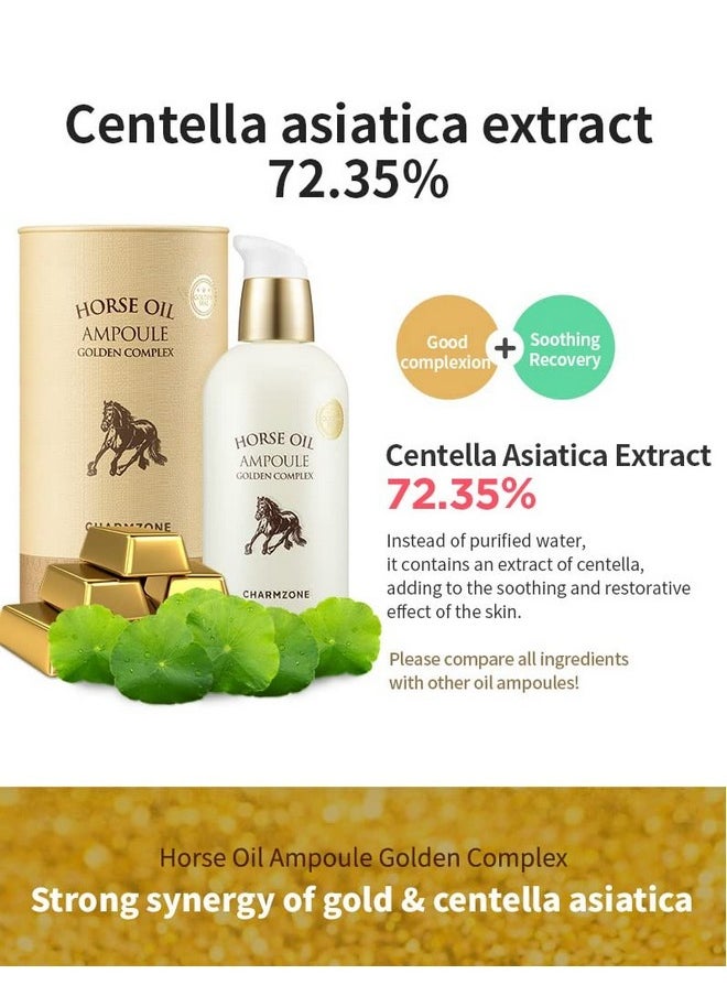 CHARMZONE Mayu Horse Oil and Gold Intense Moisturizing Lightweight Face Ampoule Golden Complex Gift for All Skin Type (100ml/3.38 fl.oz)