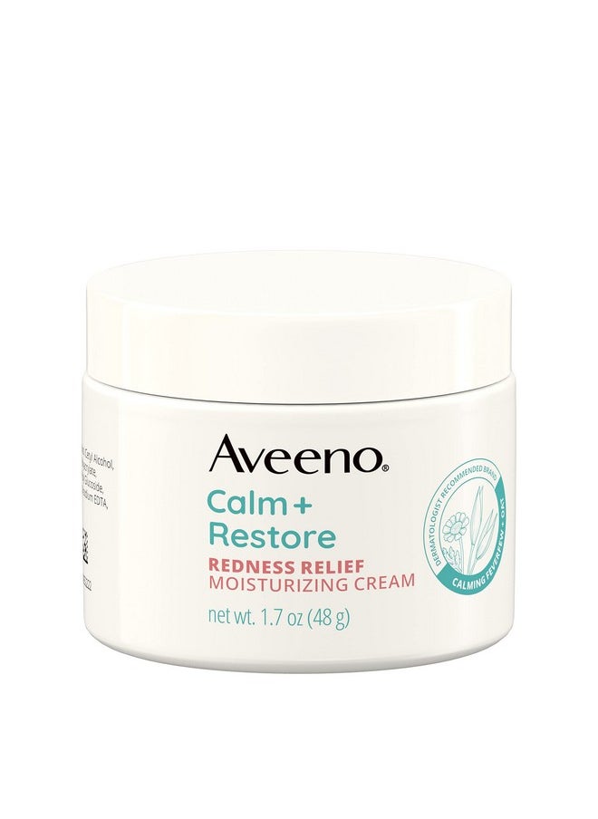 Aveeno Calm + Restore Facial Cream for Redness Relief, Soothing Face Moisturizer for Sensitive Skin, Hypoallergenic Formula, Fragrance-Free, 1.7 OZ