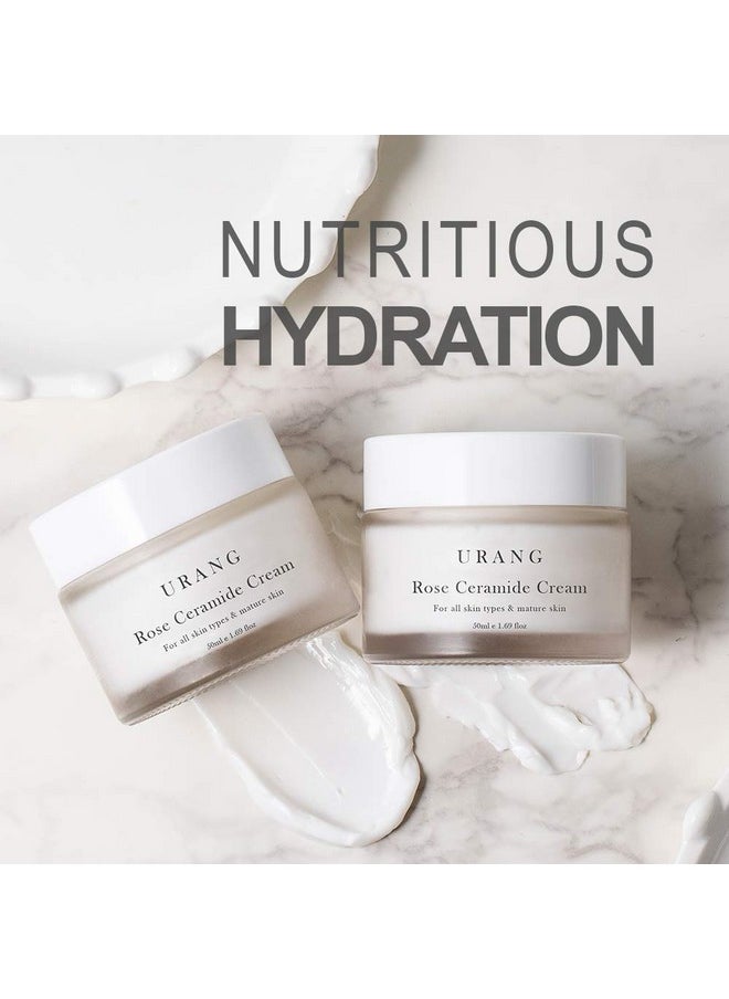URANG Rose Ceramide Cream | Organic Natural Anti-Aging | Deep Ceramide Moisturizer | Natural Skin care For Oily, Dry, Sensitive, & Mature Skin | 1.69 oz
