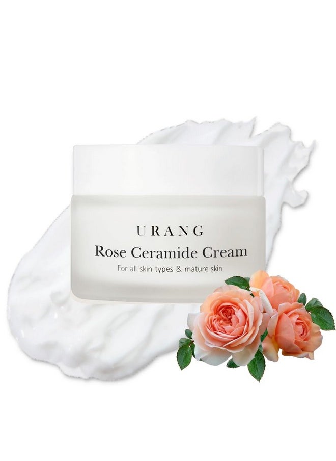 URANG Rose Ceramide Cream | Organic Natural Anti-Aging | Deep Ceramide Moisturizer | Natural Skin care For Oily, Dry, Sensitive, & Mature Skin | 1.69 oz