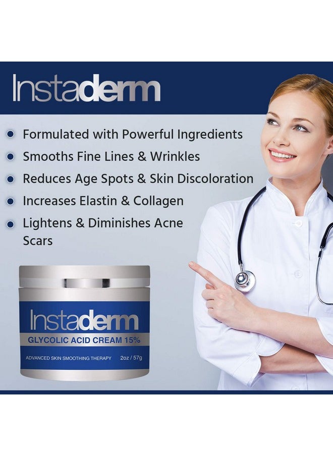 Glycolic Acid 15% Anti-Aging Cream- Alpha Hydroxy Facial Moisturizer Reduces the Appearance of Fine Lines, Wrinkles, Age Spots, Dark Spots & Scars. Exfoliates & Smoothes Skin Texture & Tone.