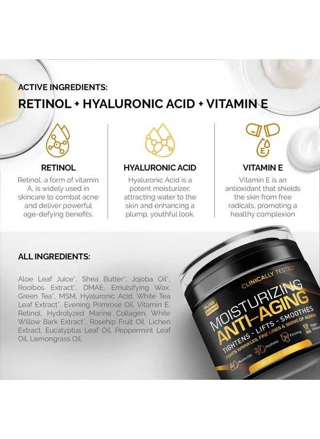 Men's Face Cream Moisturizer - Anti-Aging Cream For Men, Collagen, Retinol & Hyaluronic Acid - Day & Night - Facial Skin Care- Anti Wrinkle 1.7 oz