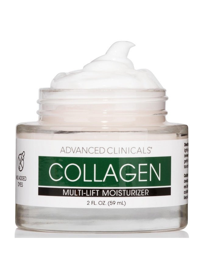 Advanced Clinicals Collagen Cream Facial Moisturizer Multi-Lift Plumping Collagen Firms & Smooths Fine Lines, Sagging Skin, & Wrinkles. Anti-Wrinkle Skin Care Face Lotion W/Hyaluronic Acid, 2 Fl Oz