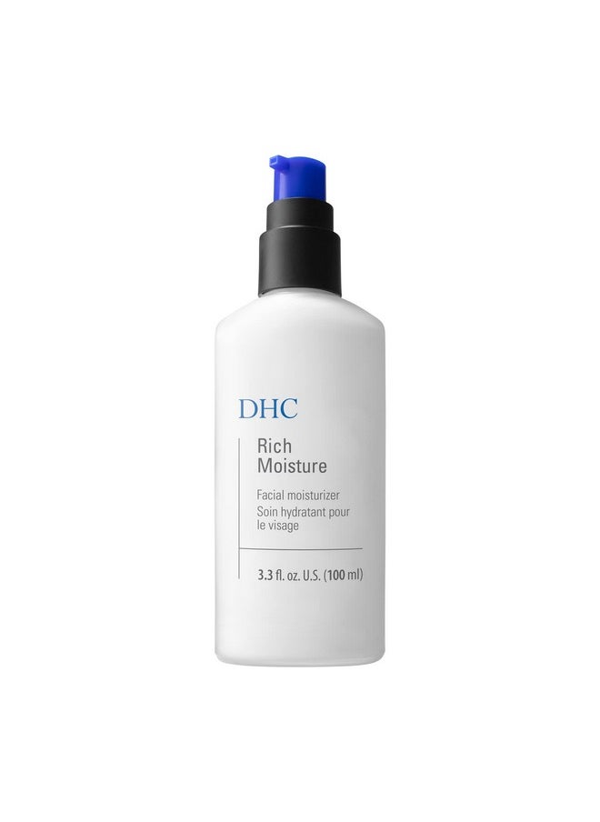 DHC Rich Moisture, Lightweight Facial Moisturizer, Dry Skin, Hydrating, Fragrance and Colorant Free, Ideal for dry dehydrated and sensitive skin, 3.3 fl. oz.