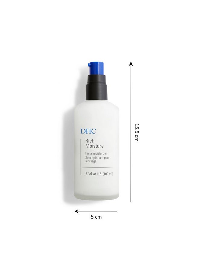 DHC Rich Moisture, Lightweight Facial Moisturizer, Dry Skin, Hydrating, Fragrance and Colorant Free, Ideal for dry dehydrated and sensitive skin, 3.3 fl. oz.
