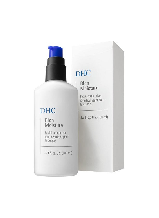 DHC Rich Moisture, Lightweight Facial Moisturizer, Dry Skin, Hydrating, Fragrance and Colorant Free, Ideal for dry dehydrated and sensitive skin, 3.3 fl. oz.