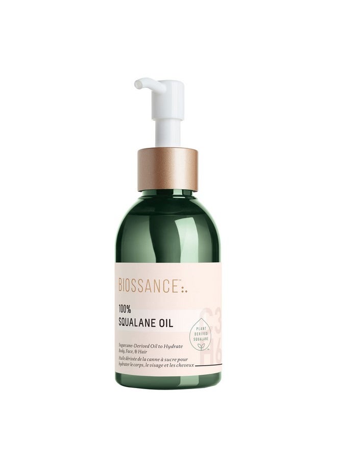 BIOSSANCE 100% Squalane Oil - Sustainable, Vegan Face Oil & Body Oil - Hydrating, Fast-Absorbing Moisturizer - Ideal for Oily Skin, Face, Hair - Organic Sugarcane-Derived Squalane, 3.3 ounces