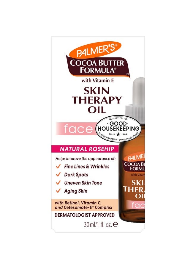 Palmer's Cocoa Butter Formula Moisturizing Skin Therapy Oil for Face with Vitamin E, C & 10 Pure Facial Oil Blend, Rosehip Fragrance, 1 Ounce