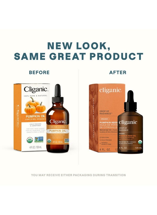 Cliganic Organic Pumpkin Seed Oil, 100% Pure - For Face & Hair | Natural Cold Pressed Unrefined (Packaging May Vary)