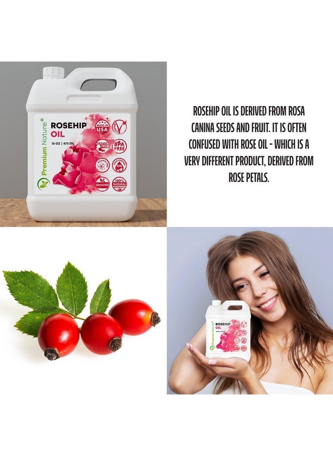 Rosehip Oil for Skin Face Body Hair Nails 16oz Cold Pressed Unrefined Rose Hip Seed Oil Moisturizing Facial Oil Bulk Aceite Rosa Mosqueta Puro 100 Organico Rose Oil For Face Oil For Dry Skin