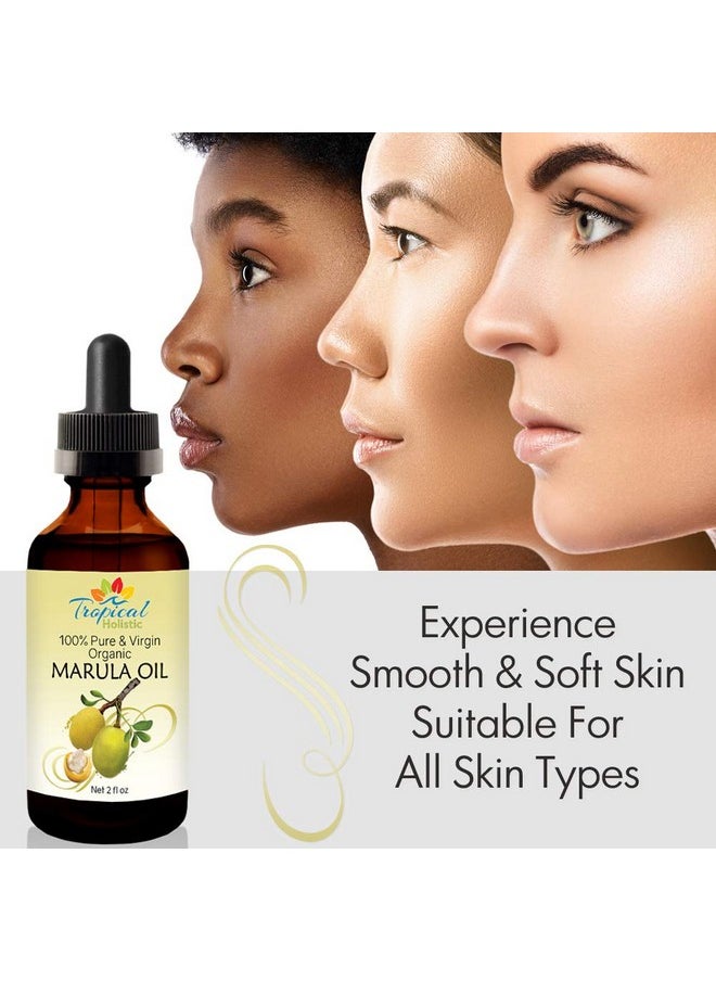 Tropical Holistic 100% Pure Organic Marula Oil 2 oz - Luxury Cold Pressed Unrefined Face Moisturizer For Skin, Hair, Body Care