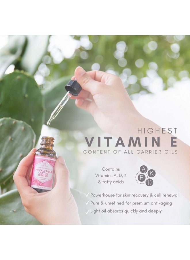 Leven Rose Prickly Pear Seed Oil (Barbary Fig) 100% Pure Organic Prickly Pear Oil, Extra Virgin, Cold Pressed, All Natural Face, Dry Skin & Body Moisturizer and Hair Treatment 1 oz