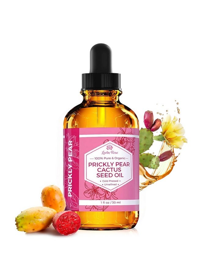 Leven Rose Prickly Pear Seed Oil (Barbary Fig) 100% Pure Organic Prickly Pear Oil, Extra Virgin, Cold Pressed, All Natural Face, Dry Skin & Body Moisturizer and Hair Treatment 1 oz