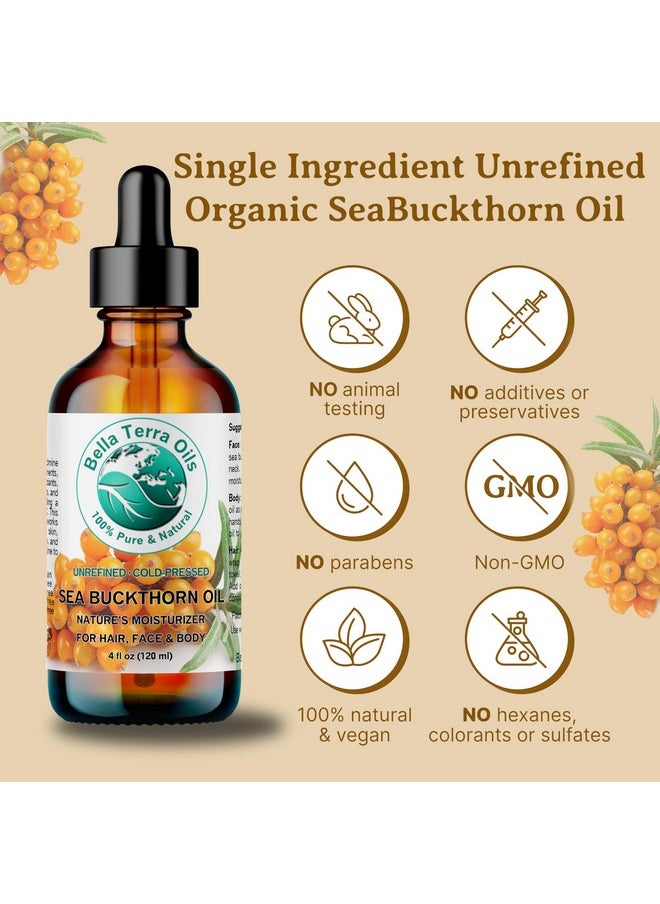 Bella Terra Oils - Sea Buckthorn Oil 8 oz - The Ultimate Elixir from Nature's Bounty, Rich in Flavonoids & Essential Fatty Acids, Gilded Luxe for Your Face