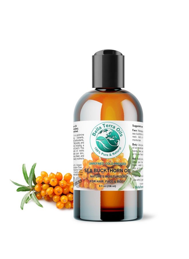 Bella Terra Oils - Sea Buckthorn Oil 8 oz - The Ultimate Elixir from Nature's Bounty, Rich in Flavonoids & Essential Fatty Acids, Gilded Luxe for Your Face
