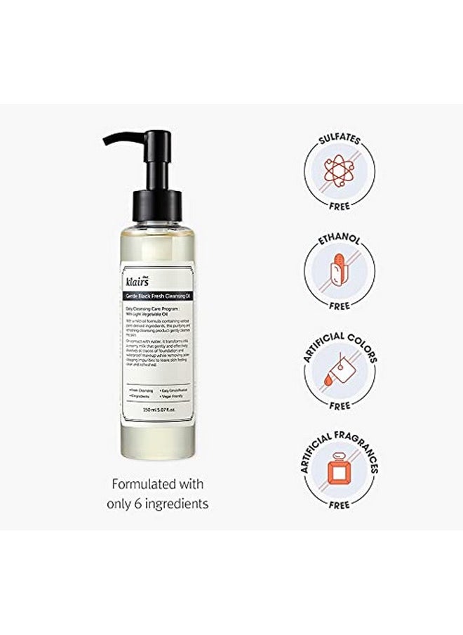 DearKlairs] Gentle Black Fresh Cleansing Oil, a light and spreadable texture, only 6 ingredients (5.07 Fl Oz)