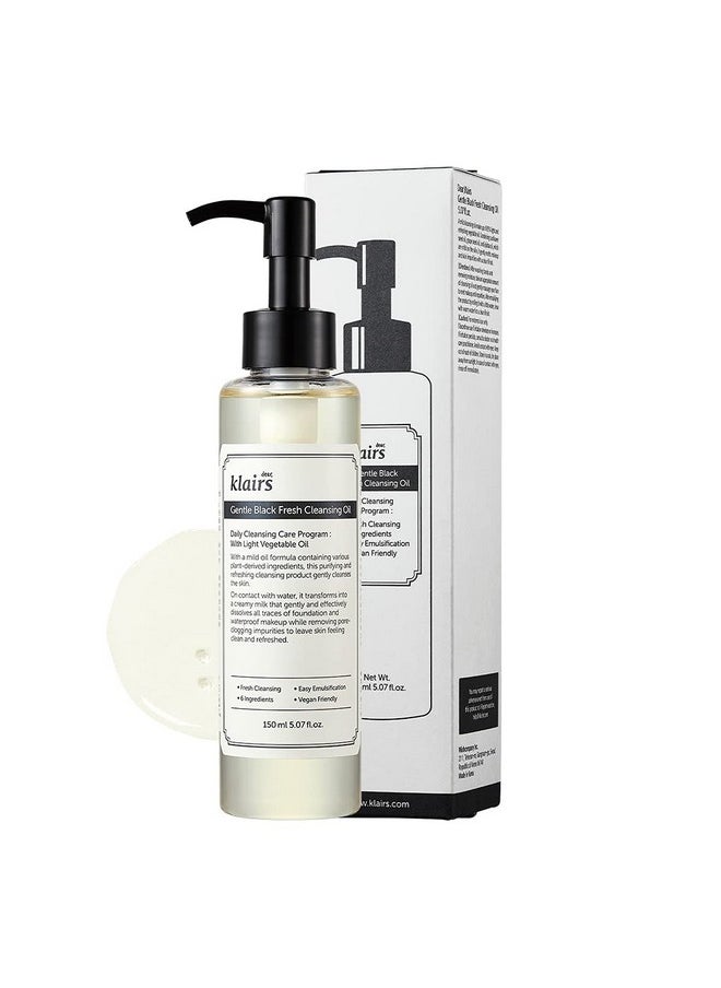 DearKlairs] Gentle Black Fresh Cleansing Oil, a light and spreadable texture, only 6 ingredients (5.07 Fl Oz)