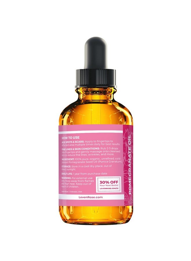 Leven Rose Pomegranate Seed Oil, 100% Pure Unrefined Cold Pressed Antioxidant Moisturizer for Hair Skin and Nails 1 oz