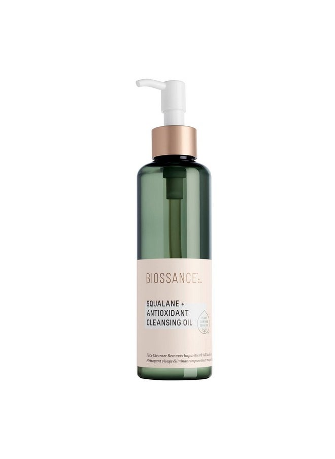 BIOSSANCE Squalane + Antioxidant Cleansing Oil - Makeup Remover - Face Oil Cleanser for Long-Wear Makeup - Hydrating Oil-Based Cleanser with Squalane for Fresh, Radiant Skin, 6.7 oz
