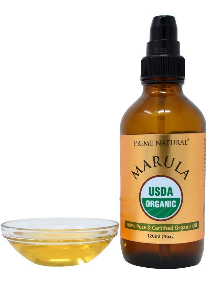 Organic Marula Oil 4oz/120ml - USDA Certified - Cold Pressed, Unrefined, Virgin - 100% Pure, Natural, Vegan, Best for Face, Body, Hair, Nails, Skin Care