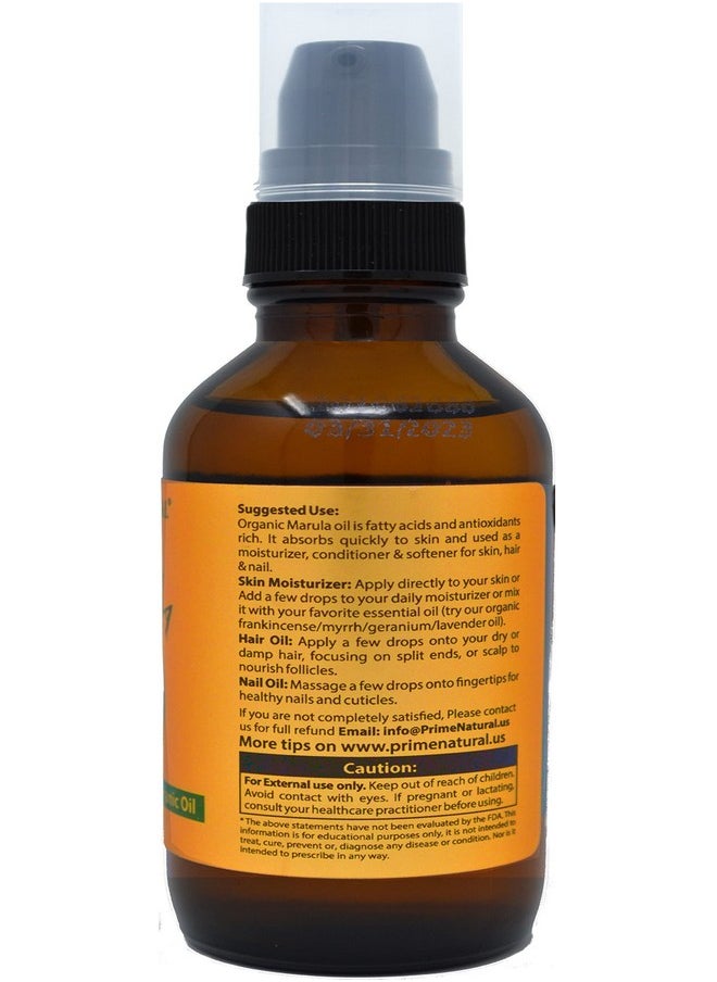 Organic Marula Oil 4oz/120ml - USDA Certified - Cold Pressed, Unrefined, Virgin - 100% Pure, Natural, Vegan, Best for Face, Body, Hair, Nails, Skin Care