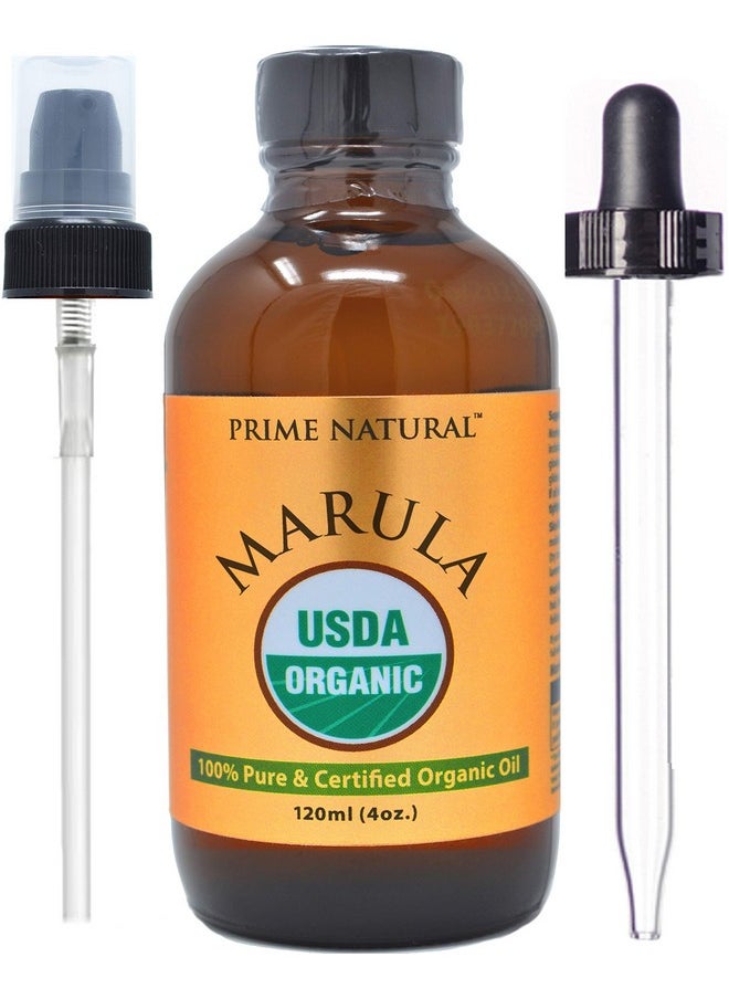 Organic Marula Oil 4oz/120ml - USDA Certified - Cold Pressed, Unrefined, Virgin - 100% Pure, Natural, Vegan, Best for Face, Body, Hair, Nails, Skin Care