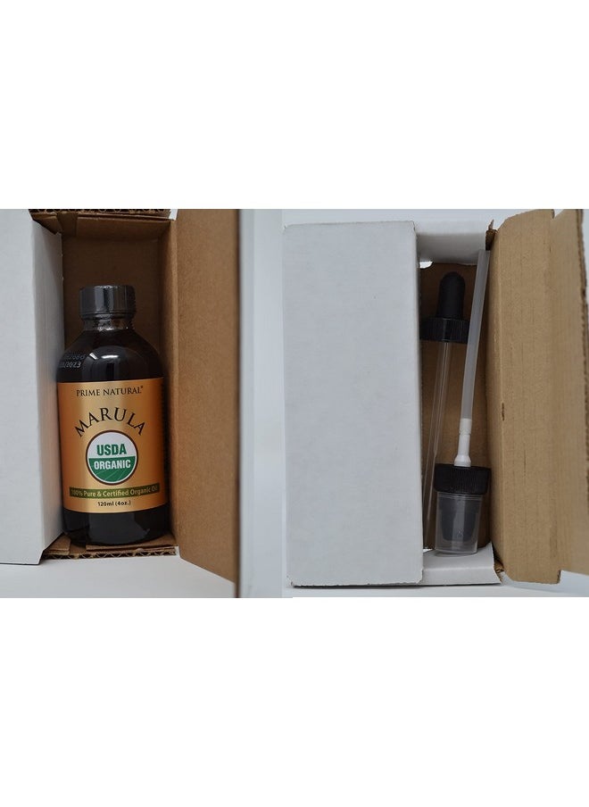 Organic Marula Oil 4oz/120ml - USDA Certified - Cold Pressed, Unrefined, Virgin - 100% Pure, Natural, Vegan, Best for Face, Body, Hair, Nails, Skin Care