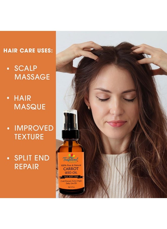Tropical Holistic 100% Pure Natural Carrot Seed Oil 2oz, Natural, Cold Pressed, Unrefined Carrot Oil for Youthful, Radiant Skin, Face, Hair, Anti Wrinkle & Moisturizing